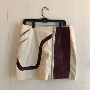 Rag & Bone leather and linen moto mini skirt